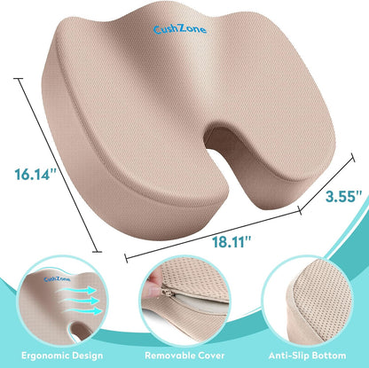 Office Chair Seat Cushion, Cooling Gel Enhanced Memory Foam Cushion for Long Sitting - Back, Sciatica, Coccyx, Tailbone Pain Relief Pillow - for Office, Gaming, Car, Wheelchair - Black, Large