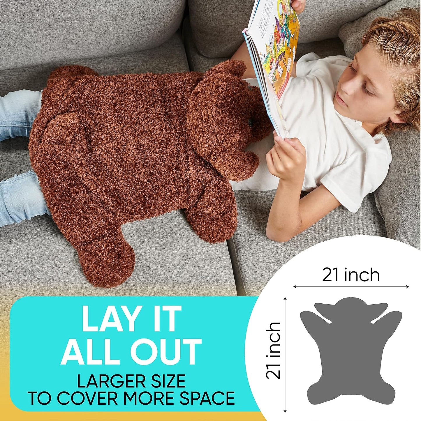 FRIENDLY CUDDLE Weighted Lap Blanket for Kids & Adults – Kids Weighted Blanket – ASD, Sensory Processing Weighted Stuffed Animals Dog Toy – Microwavable Weighted Lap Pad for Kids, 5 Lbs.