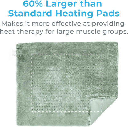Pure Enrichment WeightedWarmth Extra-Wide Weighted Heating Pad for Cramps, Back, & Shoulder Joint Relief, 3.5 lbs, 6 Heat Settings, Microplush, Machine Washable, 2 Hr Auto Shut-Off, 20”x24” (Jade)