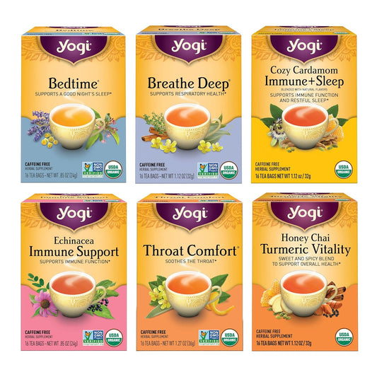 Yogi Get Well Organic Tea Sampler, 16 Tea Bags (6 Pack)