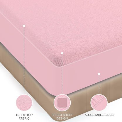 Queen Size Mattress Protector Waterproof, Premium 200 GSM Terry Mattress Cover, Soft & Breathable Bed Cover, Fitted Sheet Style Stretchable Deep Pockets 17" by Utopia Bedding (White)