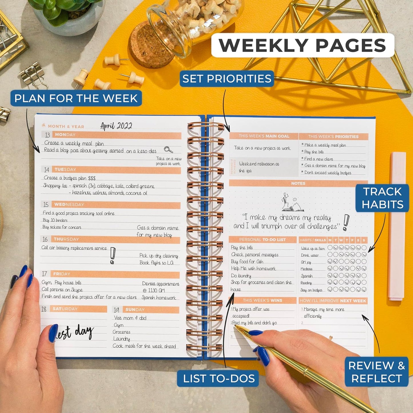 Clever Fox Planner 2nd Edition – Colorful Weekly & Monthly Goal Planner, Time Management & Productivity Organizer, Undated, A5 (Dark Teal)