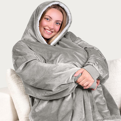 Bare Home Wearable Blanket Hoodie - Soft Plush Sherpa - Warm and Cozy - Oversized Wearable Blanket