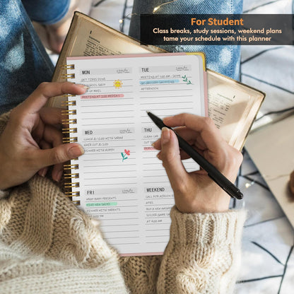 Undated Weekly Planner With Habit Tracker & To Do List 5.7 x 8.0 inch | Avoid Unfocused Busywork,Productivity Organizer,No-Bleed Thick Pages,Portable Size,Lay-Flat Spiral for Hands Free