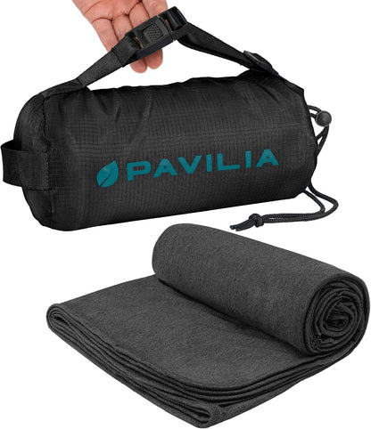 PAVILIA Travel Blanket Airplane Compact with Bag Lightweight, Purple