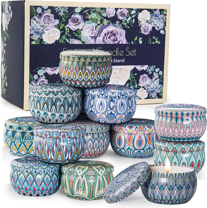 Candles, Scented Candles Gift Set for Women, 8 Pack Fruity Floral Soy Wax Aromatherapy Candles, Travel Tin Candles in Artist Gift Box, Birthday Gifts for Mom, Wife, Sister, Friend, Housewarming