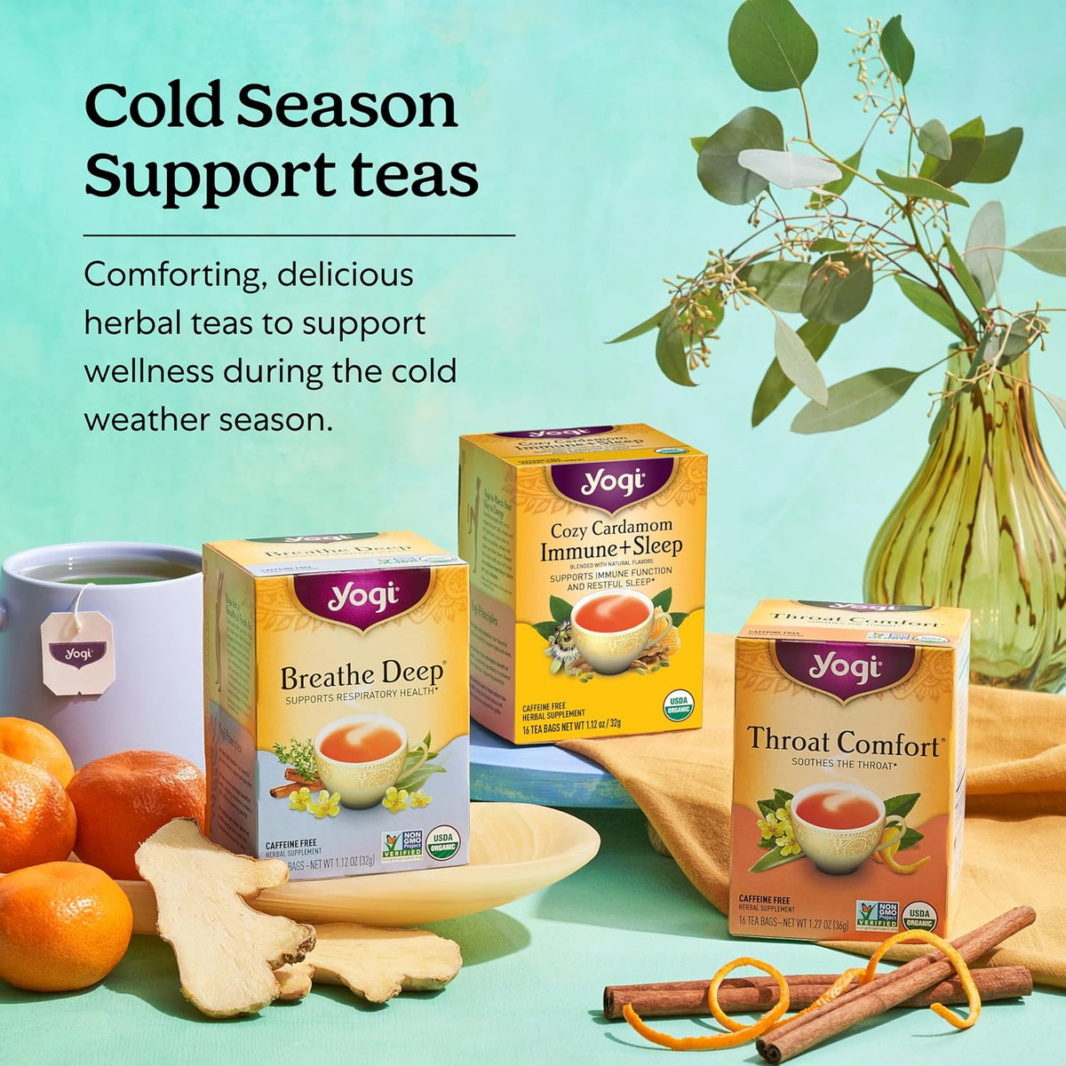 Yogi Get Well Organic Tea Sampler, 16 Tea Bags (6 Pack)