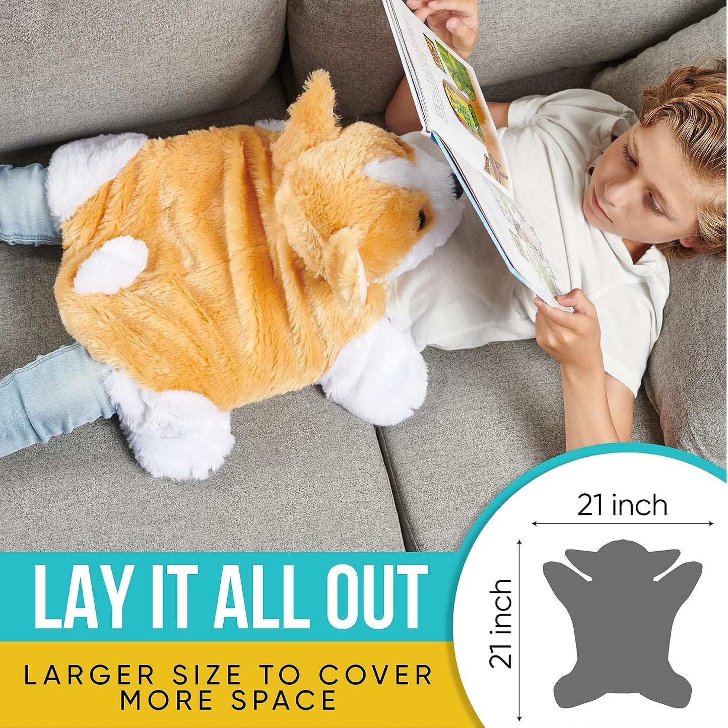 FRIENDLY CUDDLE Weighted Lap Blanket for Kids & Adults – Kids Weighted Blanket – ASD, Sensory Processing Weighted Stuffed Animals Dog Toy – Microwavable Weighted Lap Pad for Kids, 5 Lbs.