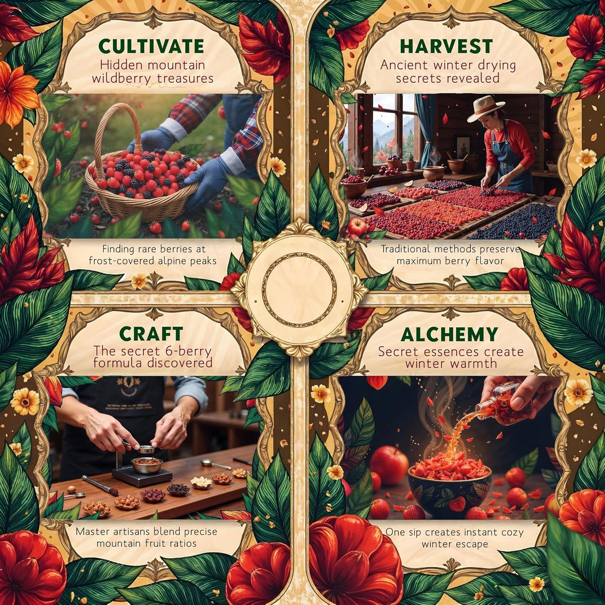 ENZO Tea Master Reserve - Alpine Wildberry (4oz) a Cherry Cranberry Secret Recipe | Mountain-Foraged Wild Berry Hibiscus | Loose Leaf Caffeine Free 37 Servings
