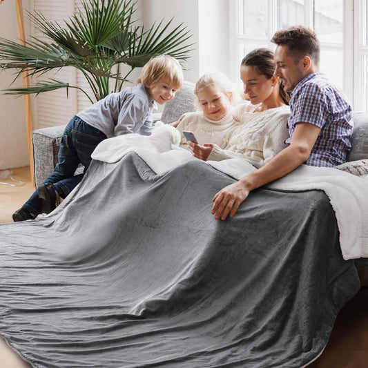 Bedsure GentleSoft Sherpa Fleece Throw Blanket for Couch, Non-Heated, Thick & Warm Cozy Blanket for Winter, Soft Fuzzy Plush Throw Gifts for Women and Men, Grey, 50x60 Inches