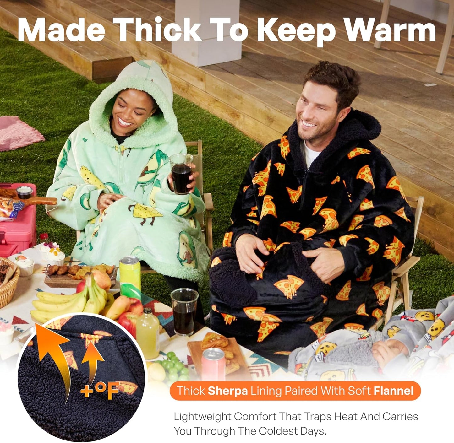 Giggling Getup Wearable Blanket Hoodie for Adults Gifts for Teen Girls Sister Women Sherpa Fleece Printed Hooded Blanket Sweatshirt Warm Cozy with Pocket & Sleeves Beige Cat