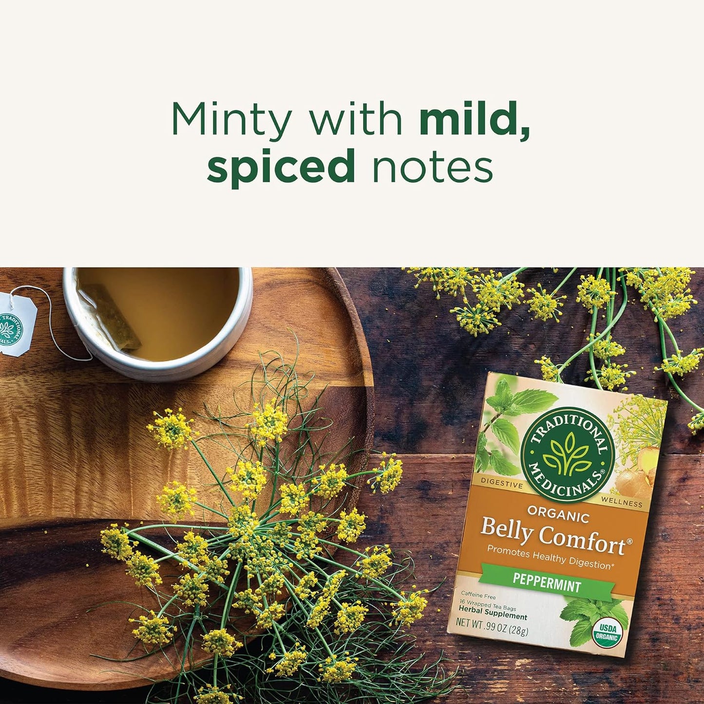 Traditional Medicinals Tea, Organic Triple Mint - Supports Healthy Digestion - Kosher, Non-GMO, Caffeine-Free - 16 Tea Bags