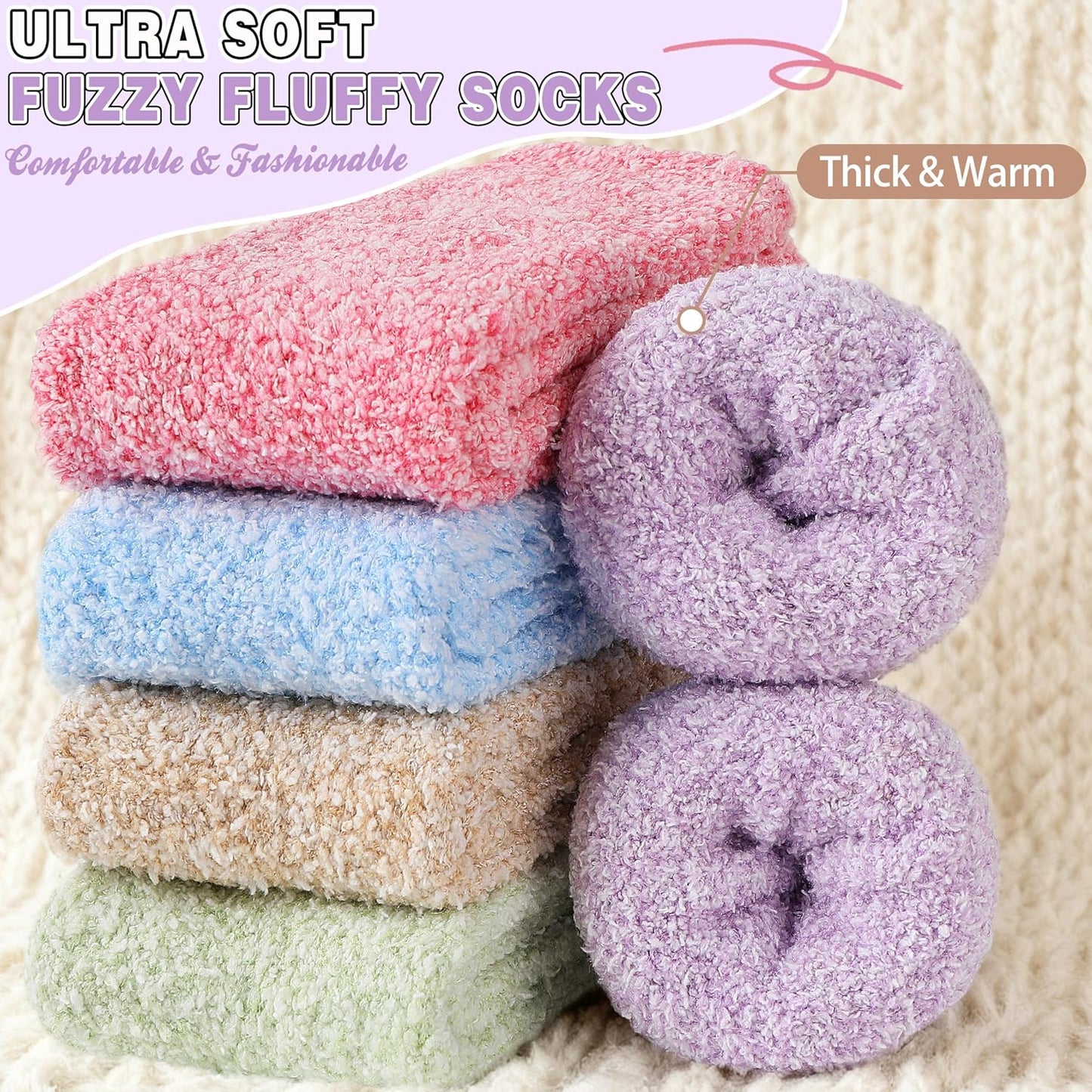 EBMORE Womens Fuzzy Socks Slipper Fluffy Cozy Comfy Cabin Plush Warm Winter Sleep Home Soft Socks
