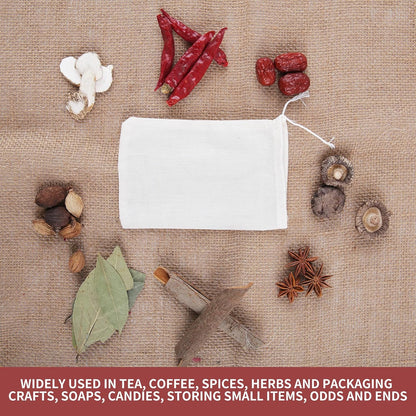 50pcs Spice Bags,4x6 In Muslin Bags with Drawstring