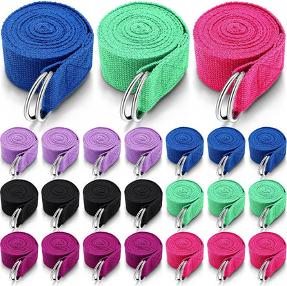 Leyndo Yoga Strap Stretching Pilates Exercise Adjustable Straps 6 ft Non Elastic Yoga Belt with Adjustable D Ring Buckle for Pilates Gym Workouts Fitness