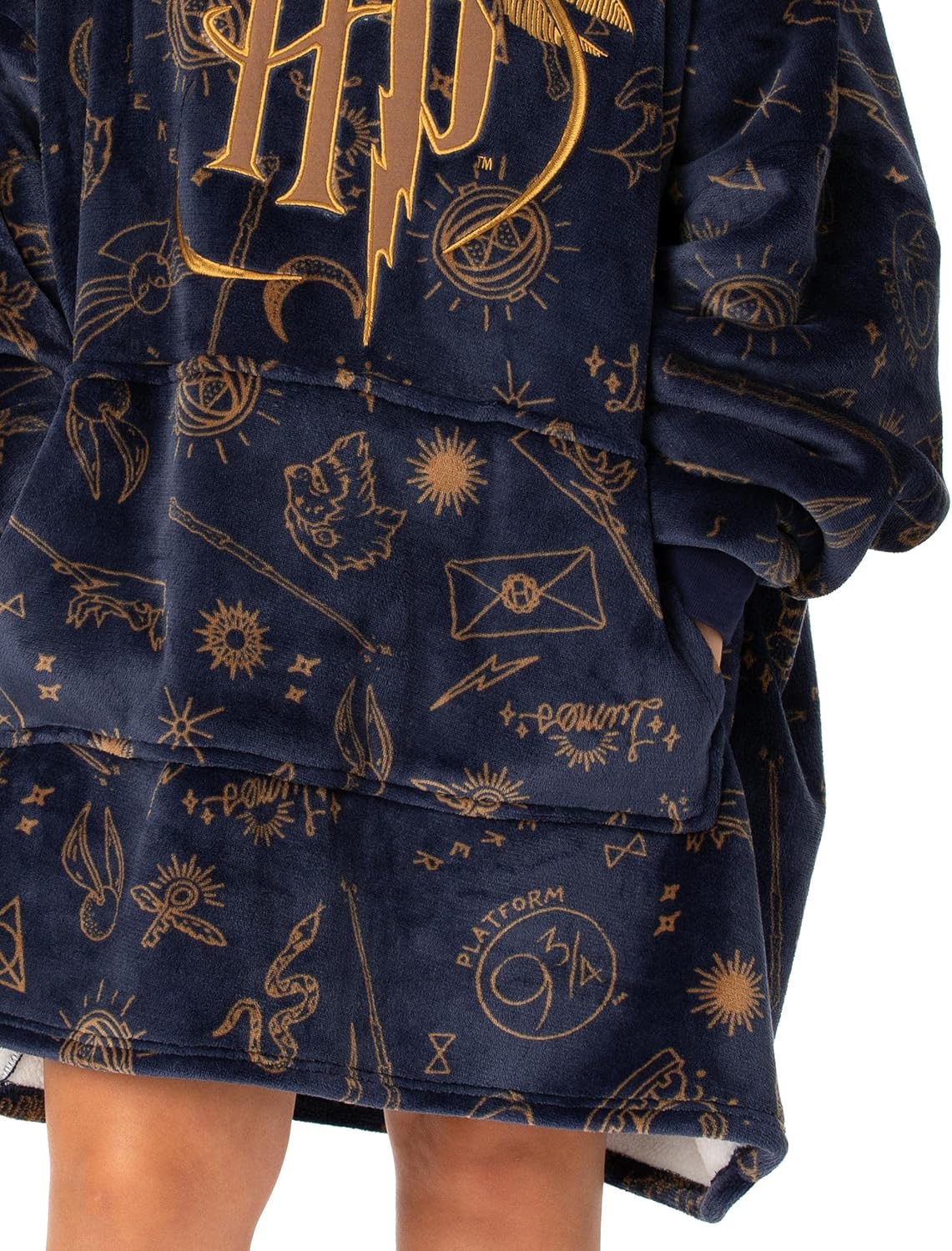 Harry Potter Womens Wearable Blanket Hoodie | Adults Fluffy Fleece Hooded Pullover Hogwarts Graphic | Wizard Lined Loungewear with Big Pocket