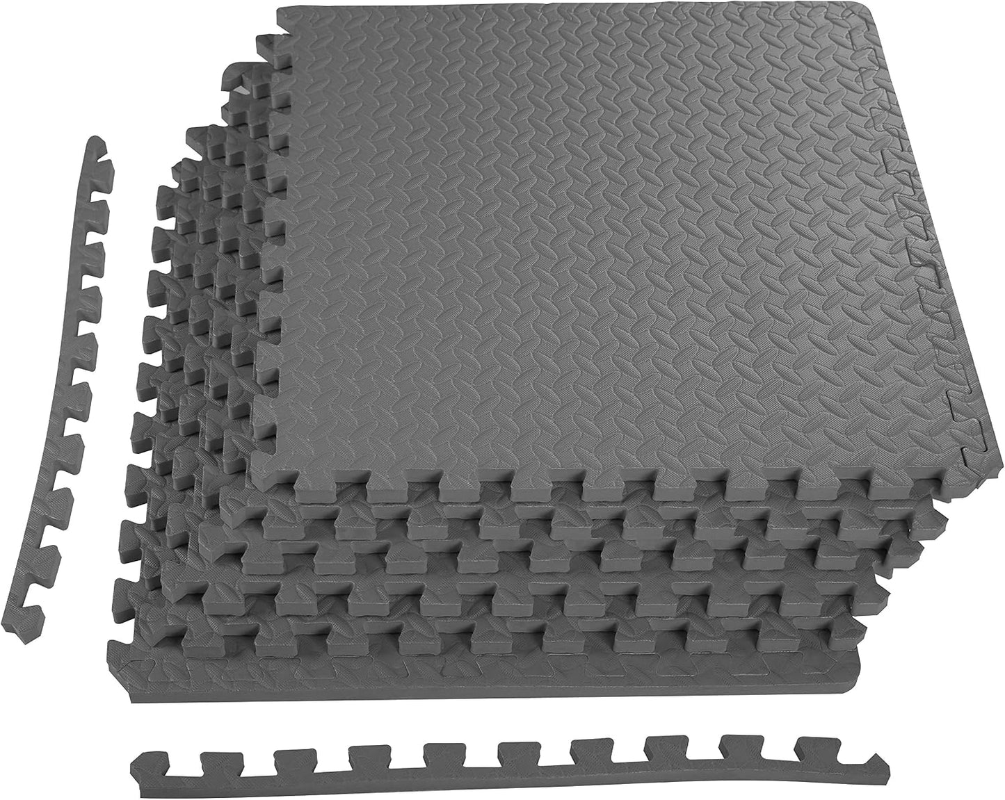 BalanceFrom Puzzle Exercise Mat 1/2" Thick, EVA Interlocking Foam Floor | Tiles for Home Gym, Mat for Home Workout Equipment, Floor Padding for Kids, Black, 24 in x 24 in x 1/2 in, 144 Sq Ft-36 Tiles