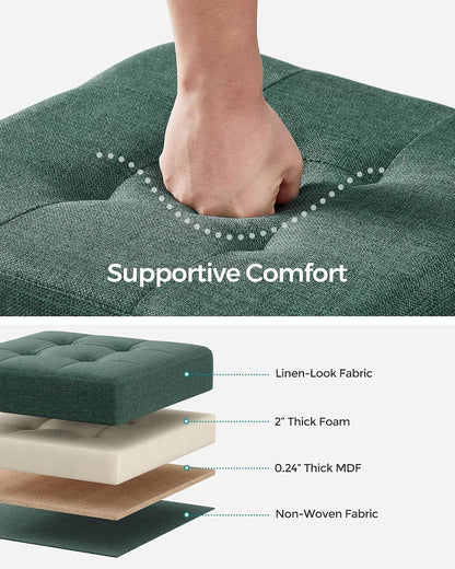 SONGMICS Storage Ottoman, Small Ottoman Foot Rest with Legs, 12.6 x 15.7 x 13.2 Inches Foot Stool, Load up to 660 lb, for Living Room, Bedroom, Dorm, Slate Gray ULSF012G01