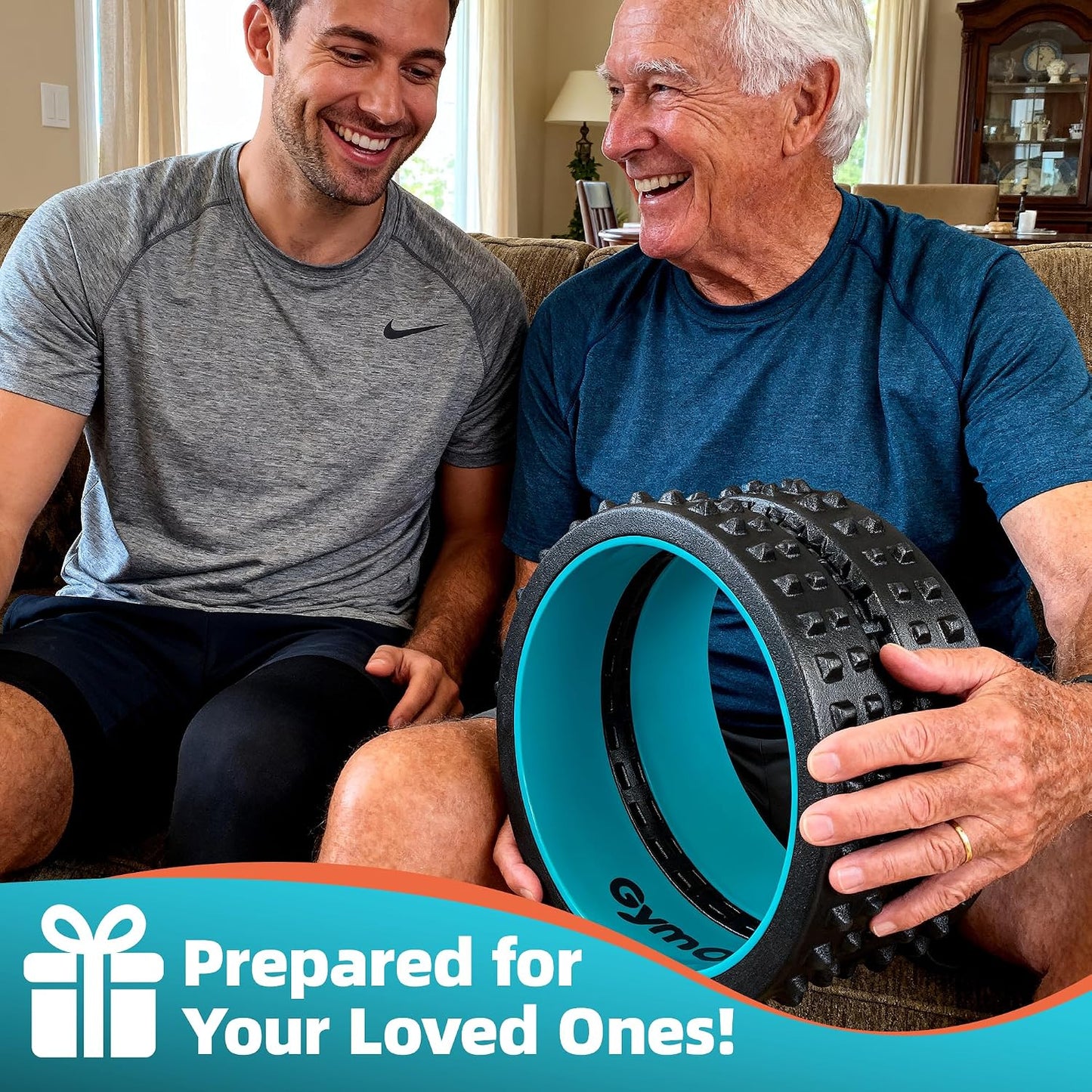 GymCope Back Roller for Back Pain Reliefn & Stretching, Deep Tissue Massage Roller Supports Up to 530 lbs / 240 kg, 5.5''-7.5'' Curved Foam Roller for Home Physical Stretching (Blue, Medium)