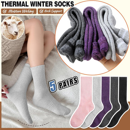EBMORE Merino Wool Socks for Women Hiking Thermal Warm Winter Thick Boot Cozy Crew Comfy Work Socks for Ladies 5 Pairs