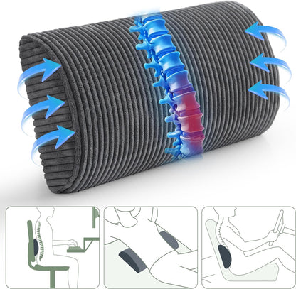 HIGOGOGO Lumbar Support Pillow for Recliner Chair/Accent Chair/Couch, Memory Foam Back Support Cushion for Elderly, Recliner Cushions for Back Rest, Pain Relief, Reading, Washable Cover, Dark Grey