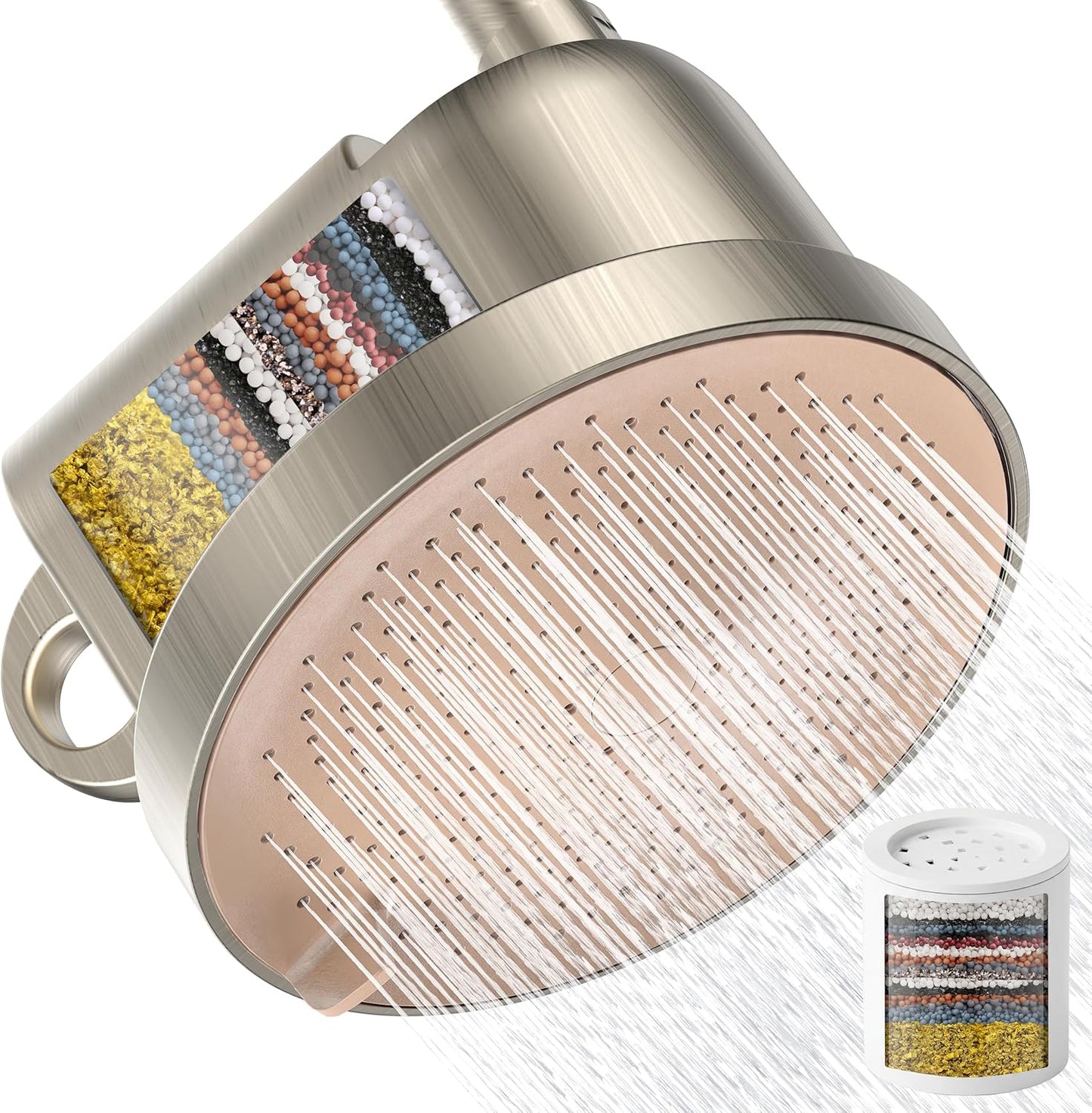 MakeFit Filtered Shower Head - High Pressure Shower Head with Filter for Hard Water Softener - 7 Settings Bathroom Rain Showerhead to Remove Chlorine and Heavy Metals (Chrome)