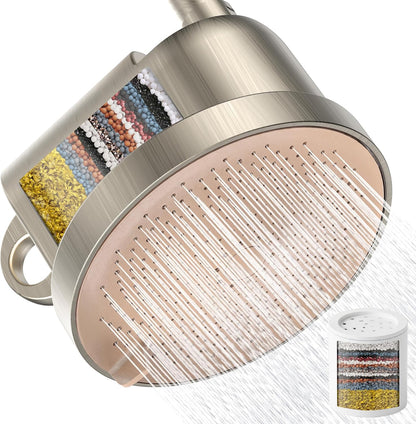MakeFit Filtered Shower Head - High Pressure Shower Head with Filter for Hard Water Softener - 7 Settings Bathroom Rain Showerhead to Remove Chlorine and Heavy Metals (Chrome)