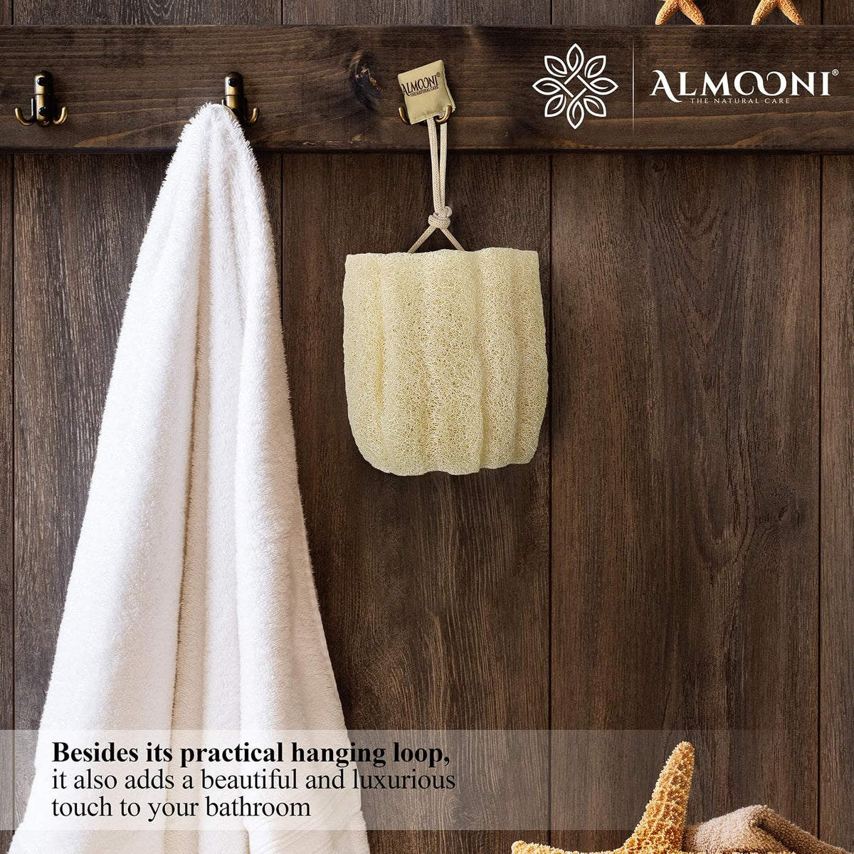 ALMOONI Natural Loofah Body Scrubber, Egyptian Loofah Sponge