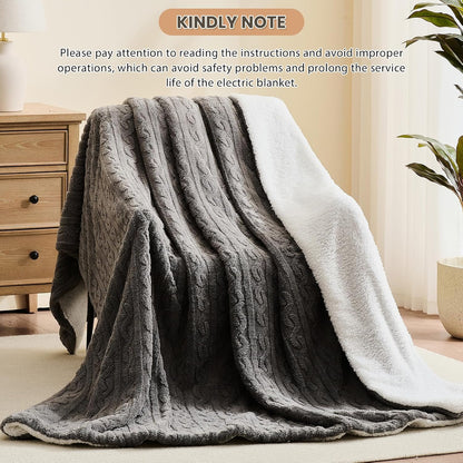 Homemate Electric Heated Blanket Twin - 62"x84" Heating Bed Blankets Throw with 10 Heating Levels 8 Hours Auto Off Fast Heating Over-Heated Protection Ultra Soft Warm Flannel ETL Certified Grey - Colors A