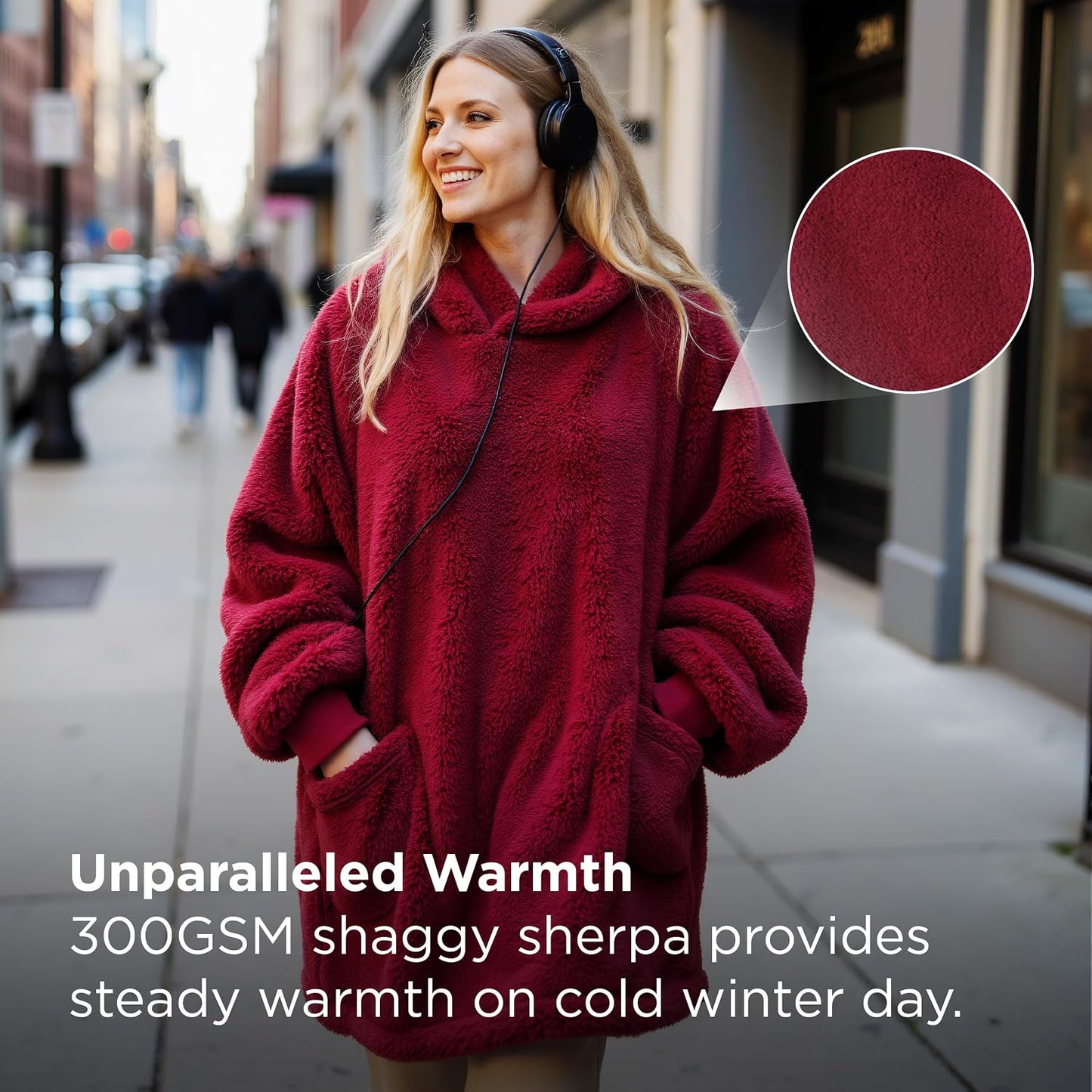 Bedsure Wearable Blanket Hoodies, Blanket Hoodie as Mothers Day Birthday Gifts for Mom Women, Warm Cozy Soft Sweatshirt Hooded Blankets for Women Men Adults, Grey, Standard