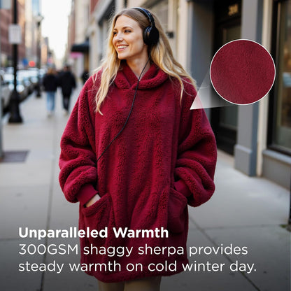Bedsure Wearable Blanket Hoodies, Blanket Hoodie as Mothers Day Birthday Gifts for Mom Women, Warm Cozy Soft Sweatshirt Hooded Blankets for Women Men Adults, Grey, Standard
