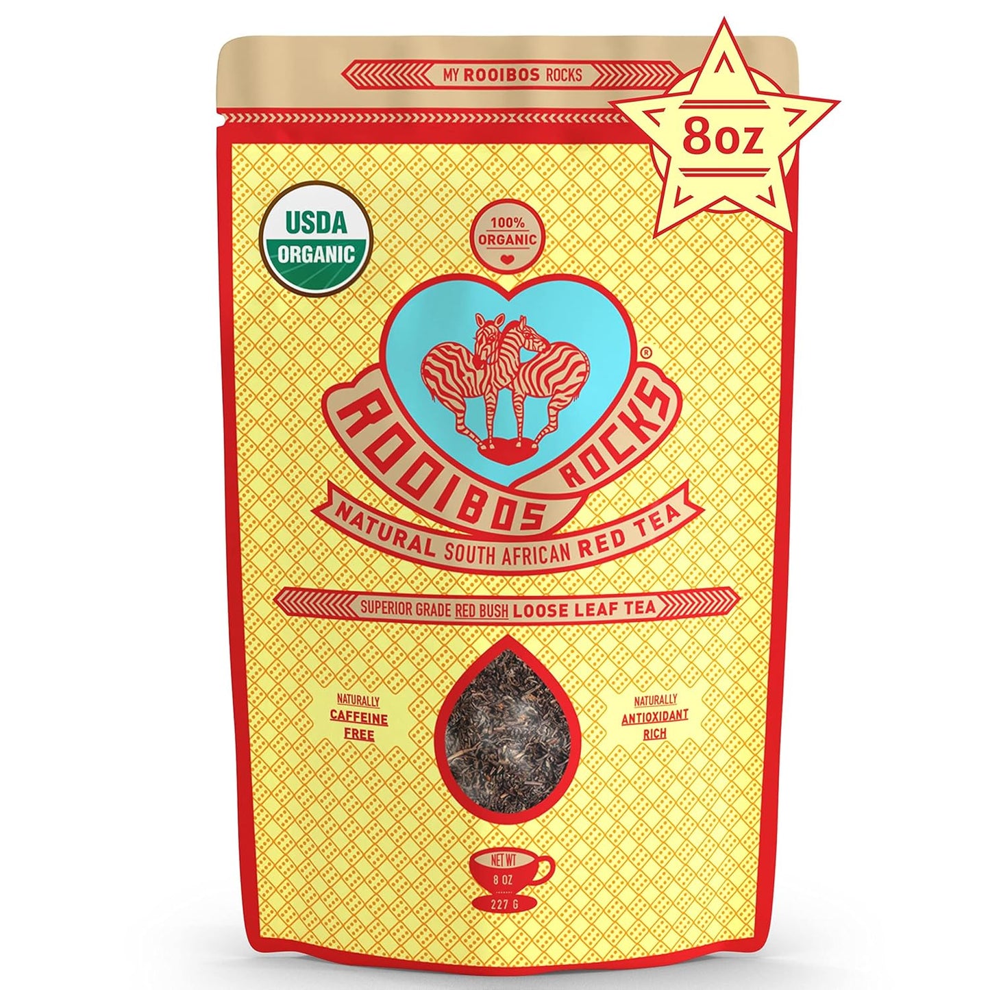 Caffeine Free Organic Rooibos Tea Bags 80 - Naturally Sweet Herbal Tea Safe for Kids & Pregnant Women – Low Tannin Premium South African Tea Red Tea - Sustainably & Ethically Farmed Red Rooibos Tea