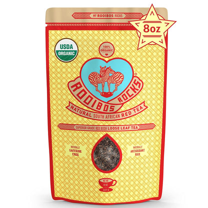 Caffeine Free Organic Rooibos Tea Bags 80 - Naturally Sweet Herbal Tea Safe for Kids & Pregnant Women – Low Tannin Premium South African Tea Red Tea - Sustainably & Ethically Farmed Red Rooibos Tea