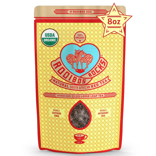 Caffeine Free Organic Rooibos Tea Bags 80 - Naturally Sweet Herbal Tea Safe for Kids & Pregnant Women – Low Tannin Premium South African Tea Red Tea - Sustainably & Ethically Farmed Red Rooibos Tea