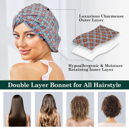 Adjustable Silk Bonnet Satin Curly Hair Wrap for Sleeping Women Anti Frizz