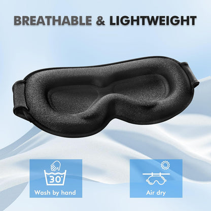 Sleep Eye Mask for Men Women, Lash Extensions 3D Sleeping Mask, Travel Blackout Night Blindfold Eye Shade Cover with Adjustable Strap (Black)