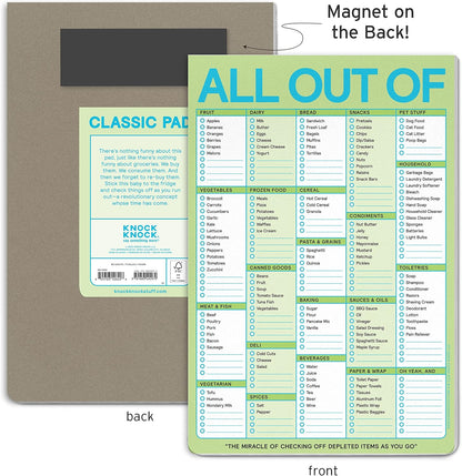 Knock Knock All Out Of Grocery List Note Pad, 6 x 9-inches (Blue)