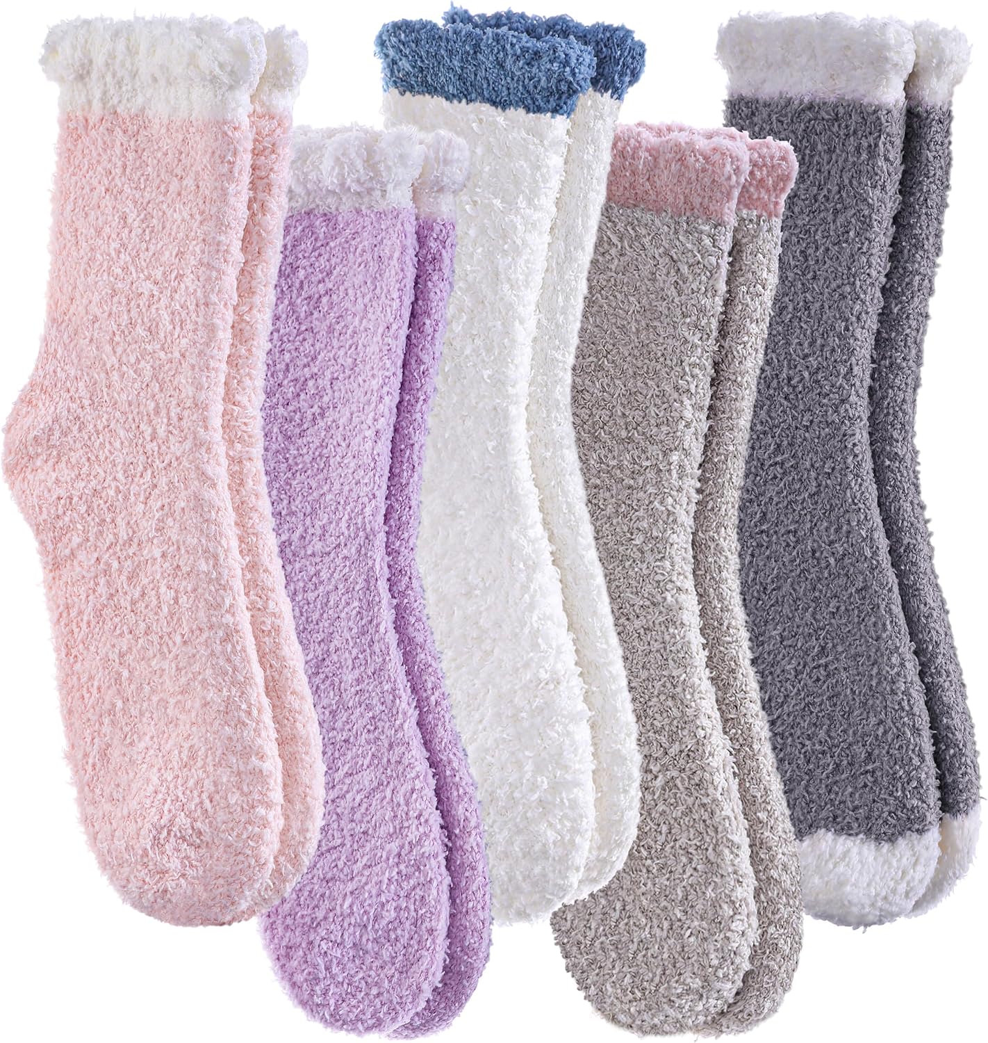CHOWISH Womens Fuzzy Slipper Socks Super Soft Microfiber Fluffy Cozy Winter Warm Fuzzy Crew Socks