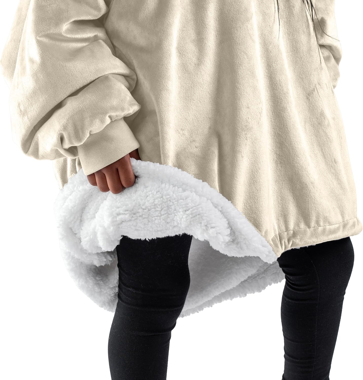 Bare Home Wearable Blanket Hoodie - Soft Plush Sherpa - Warm and Cozy - Oversized Wearable Blanket
