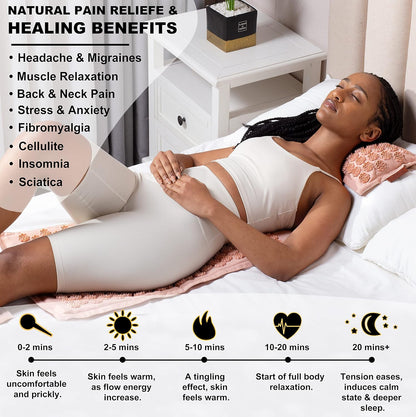 UNMERA Acupressure Mat and Pillow Set,Natural Premium Linen & Coconut Fiber Filling,for Back/Neck Pain Relief, Sciatic, Headache and Muscle Relaxation, Comes with Carrying Bag