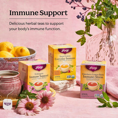 Yogi Sweet Lemon Everyday Immune Tea, 16 Tea Bags (4 Pack)