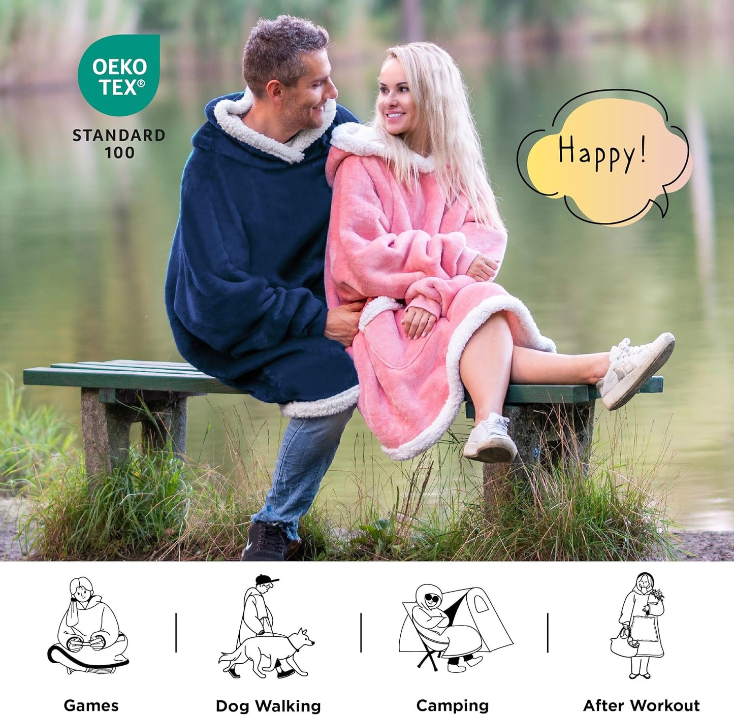 Bedsure Blanket Hoodie, Wearable Blanket Hoodie as Gifts for Mom, Birthday Gifts for Women Kids Teens Mother's Day Sherpa Sweatshirt, Grey, Standard