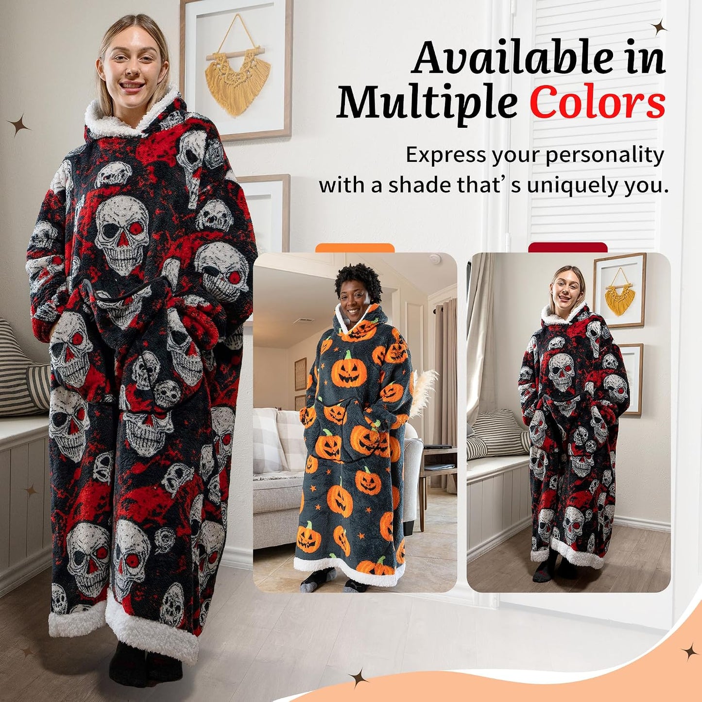 Capecage Blanket Hoodie, Long Hooded Blanket Sweatshirt as Birthday Gifts for Women Men, Long Wearable Blanket for Women Men.