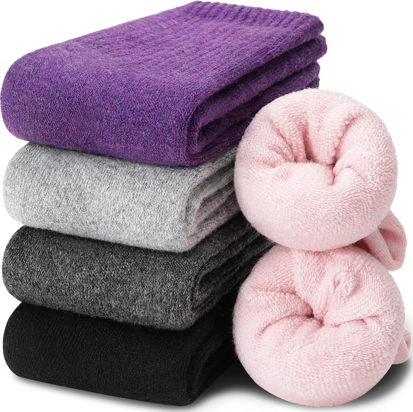 EBMORE Merino Wool Socks for Women Hiking Thermal Warm Winter Thick Boot Cozy Crew Comfy Work Socks for Ladies 5 Pairs