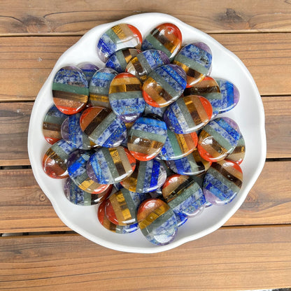 Gemstone Worry Stone, Chakras Worry Stone for Anxiety, Hand Carved Natural Pocket Palm Stones Water Drop Shape 7 Chakra Crystals and Healing Stones for Yoga Meditation 1.7"