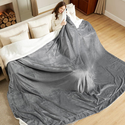 Bedsure GentleSoft Sherpa Fleece Throw Blanket for Couch, Non-Heated, Thick & Warm Cozy Blanket for Winter, Soft Fuzzy Plush Throw Gifts for Women and Men, Grey, 50x60 Inches