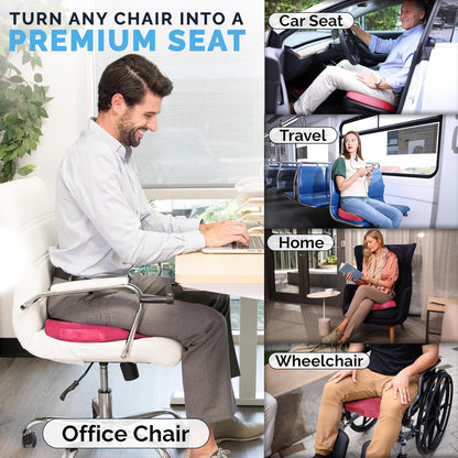 ComfiLife Gel Enhanced Seat Cushion – Office Chair Cushion – Non-Slip Gel & Memory Foam Coccyx Cushion for Tailbone Pain - Desk Chair Car Seat Cushion Driving - Sciatica & Back Pain Relief (Navy)