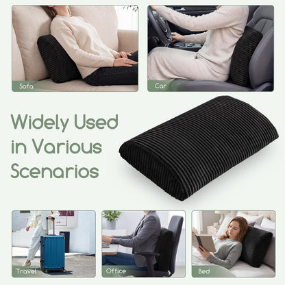 HIGOGOGO Lumbar Support Pillow for Recliner Chair/Accent Chair/Couch, Memory Foam Back Support Cushion for Elderly, Recliner Cushions for Back Rest, Pain Relief, Reading, Washable Cover, Dark Grey
