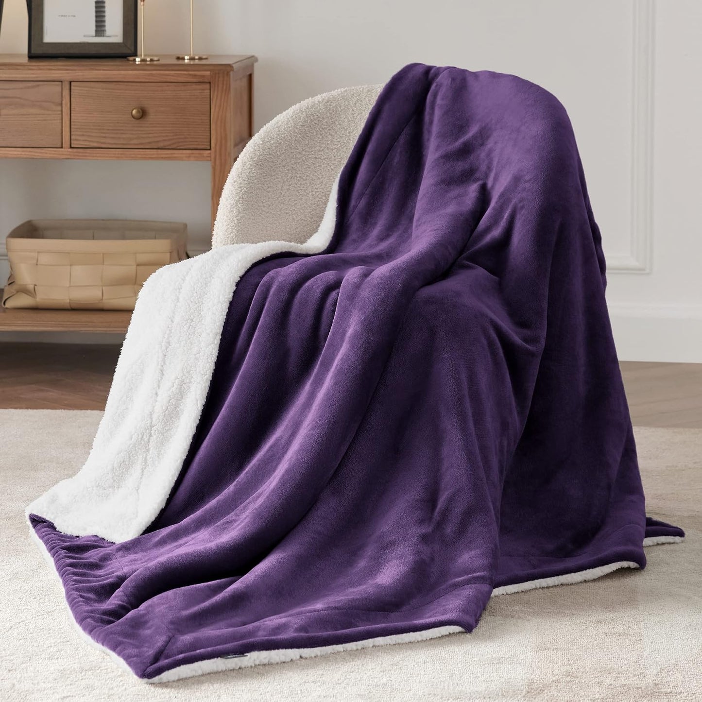 Bedsure GentleSoft Sherpa Fleece Throw Blanket for Couch, Non-Heated, Thick & Warm Cozy Blanket for Winter, Soft Fuzzy Plush Throw Gifts for Women and Men, Grey, 50x60 Inches