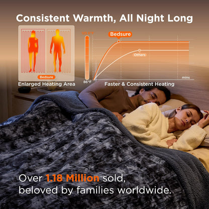Bedsure Heated Blanket Throw Blanket with Preheat Function - Fast Heating Electric Blanket, Soft Flannel Throw with 6 Time Settings(Up to 10H), 6 Heating Settings, Gifts for Grandma (50"x60", Cream)